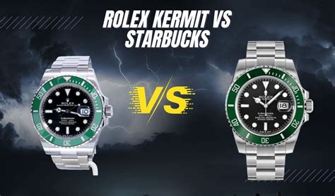 difference rolex kermit and starbucks|Starbucks vs kermit green bezel.